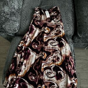 Red and Brown Maxi A-Line Dress for Cocktail